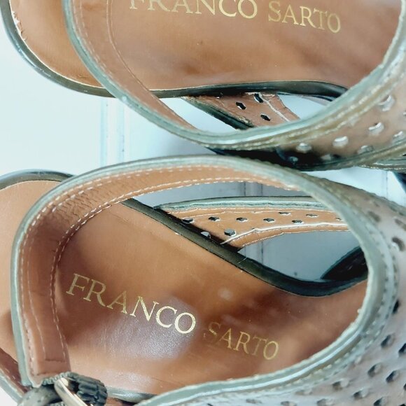 Franco Sarto Gavel Brown Leather Buckle Ankle Strap Wedge Sandals I268 - Picture 8 of 13